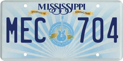 MS license plate MEC704