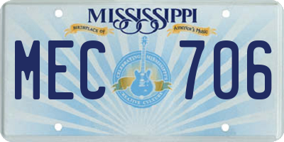 MS license plate MEC706