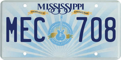 MS license plate MEC708