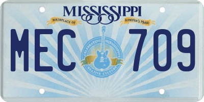 MS license plate MEC709