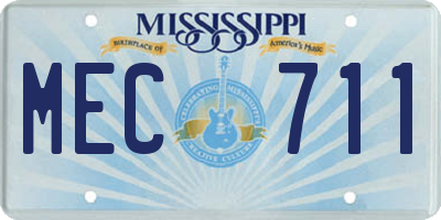 MS license plate MEC711