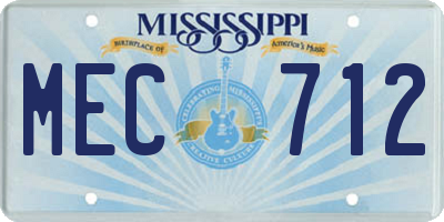 MS license plate MEC712