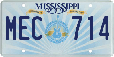 MS license plate MEC714