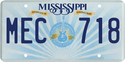 MS license plate MEC718