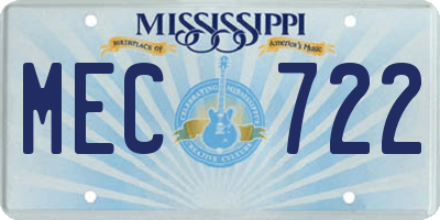 MS license plate MEC722