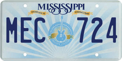 MS license plate MEC724