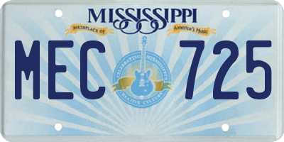 MS license plate MEC725