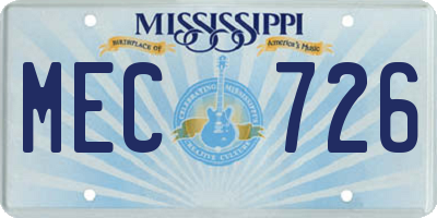 MS license plate MEC726