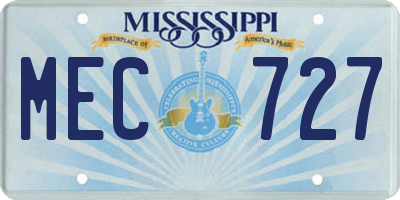 MS license plate MEC727