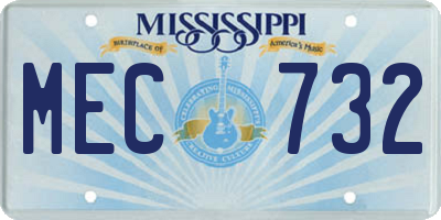 MS license plate MEC732