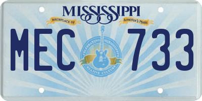 MS license plate MEC733
