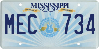 MS license plate MEC734