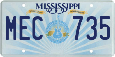 MS license plate MEC735