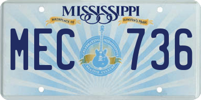 MS license plate MEC736