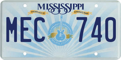 MS license plate MEC740