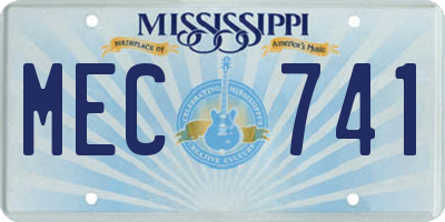 MS license plate MEC741