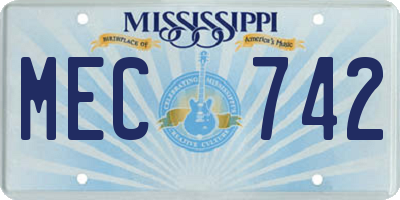 MS license plate MEC742