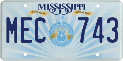 MS license plate MEC743