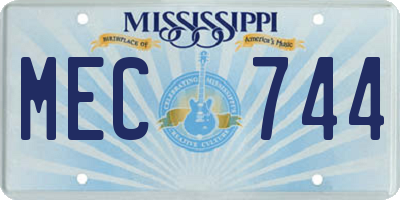 MS license plate MEC744
