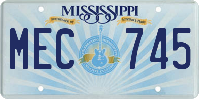 MS license plate MEC745