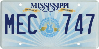 MS license plate MEC747
