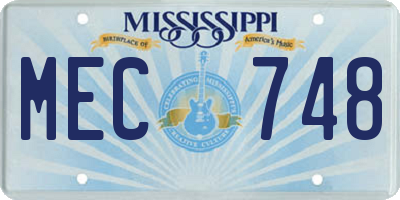 MS license plate MEC748
