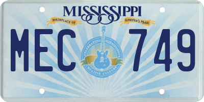 MS license plate MEC749