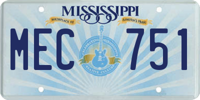 MS license plate MEC751