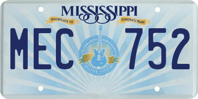 MS license plate MEC752