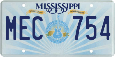 MS license plate MEC754