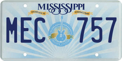 MS license plate MEC757