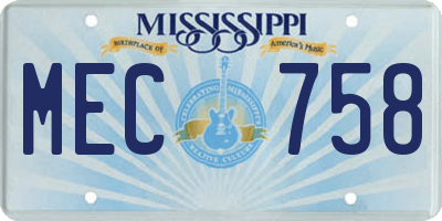 MS license plate MEC758