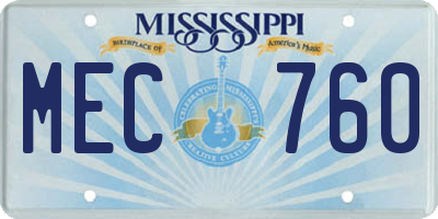 MS license plate MEC760