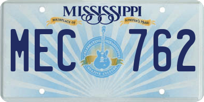 MS license plate MEC762