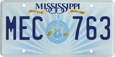 MS license plate MEC763