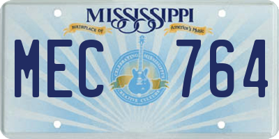 MS license plate MEC764
