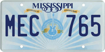 MS license plate MEC765