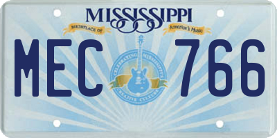 MS license plate MEC766