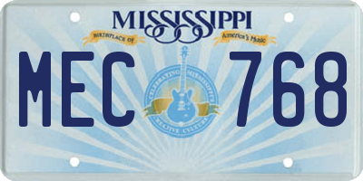 MS license plate MEC768