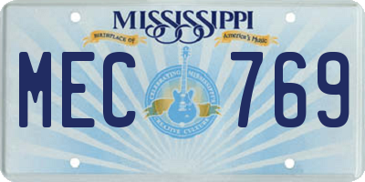 MS license plate MEC769