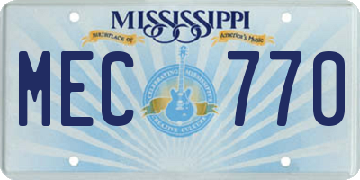 MS license plate MEC770