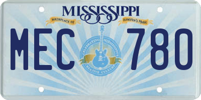 MS license plate MEC780