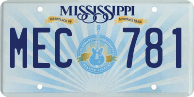 MS license plate MEC781
