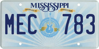 MS license plate MEC783