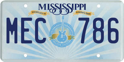MS license plate MEC786