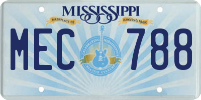 MS license plate MEC788