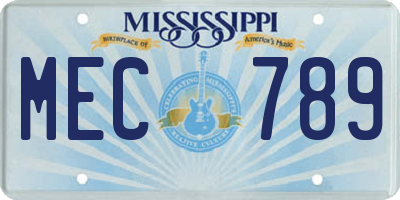 MS license plate MEC789