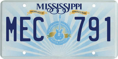 MS license plate MEC791