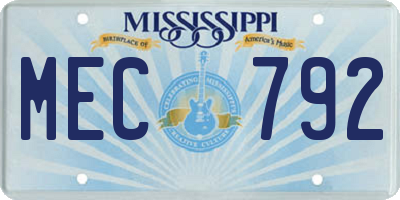 MS license plate MEC792