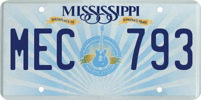 MS license plate MEC793
